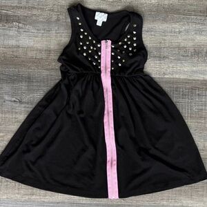💞 Little Girls Size XS Black Disney Studded Rocker Dress with Faux Zipper